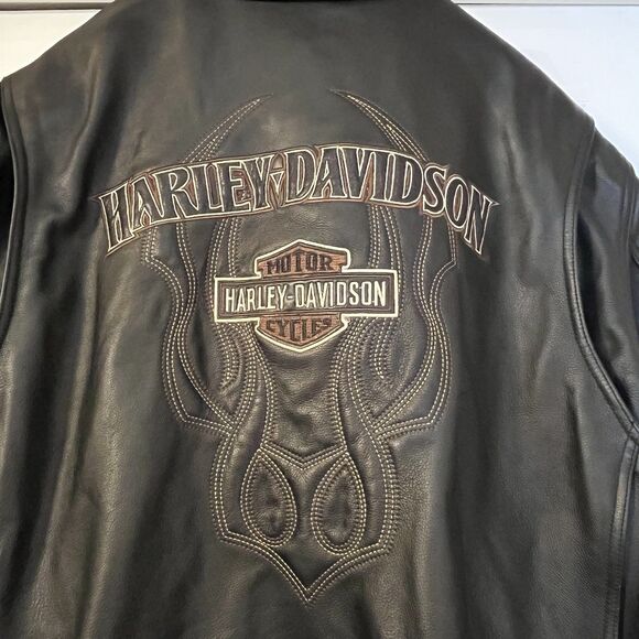 Harley Davidson Mens Roadhouse Black Leather MOTORCYCLE Jacket 3XL 97072-09VM - Picture 3 of 16